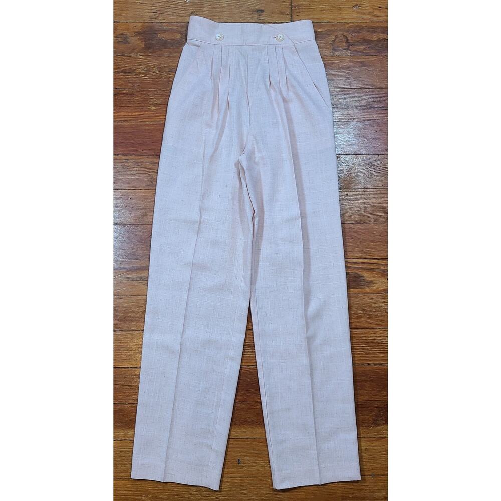 VINTAGE 80s Women's High Waisted Pleated Trousers Pants SZ 5/6 Pink Side Button